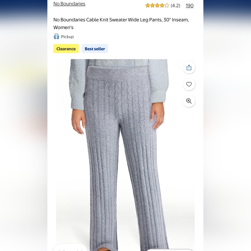 No Boundaries Cable Knit Sweater Wide Leg Pants